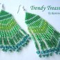 Pantone Color of 2013,Emerald Green, Beaded Dangle Earrings, Hand Woven, #TrendyTreasuresByRamona