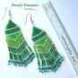 Pantone Color of 2013,Emerald Green, Beaded Dangle Earrings, Hand Woven, #TrendyTreasuresByRamona