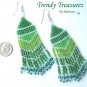 Pantone Color of 2013,Emerald Green, Beaded Dangle Earrings, Hand Woven, #TrendyTreasuresByRamona
