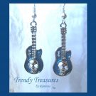 Blue 3-D Skull Guitar Earrings, Tibet silver charms, #TrendyTreasuresByRamona,