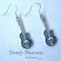 Blue 3-D Skull Guitar Earrings, Tibet silver charms, #TrendyTreasuresByRamona,
