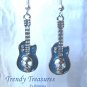 Blue 3-D Skull Guitar Earrings, Tibet silver charms, #TrendyTreasuresByRamona,
