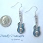Blue 3-D Skull Guitar Earrings, Tibet silver charms, #TrendyTreasuresByRamona,