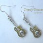 Gold 3-D Skull Guitar Earrings, Tibet silver charms, #TrendyTreasuresByRamona,