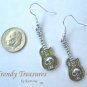 Gold 3-D Skull Guitar Earrings, Tibet silver charms, #TrendyTreasuresByRamona,