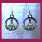 Peace Sign Earrings, Colored Inlays,Tibet silver charm, #TrendyTreasuresByRamona,