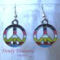 Peace Sign Earrings, Colored Inlays,Tibet silver charm, #TrendyTreasuresByRamona,