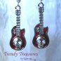 Red 3-D Skull Guitar Earrings, Tibet silver charms, #TrendyTreasuresByRamona,