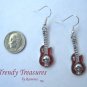 Red 3-D Skull Guitar Earrings, Tibet silver charms, #TrendyTreasuresByRamona,