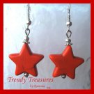 Adorable Magnesite Shape Earrings, Orange Stars, #TrendyTreasuresByRamona