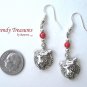 Tiger Head Charm Earrings,Red Miracle Beads,Tibet silver charms, #TrendyTreasuresByRamona,