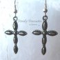 Cross Earrings,Black Oval Inlays,Tibet Silver, Charms,#TrendyTreasuresByRamona,