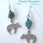 Heartline Bear Earrings,Tibet Silver,Turquoise Dangles, #TrendyTreasuresByRamona,