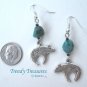 Heartline Bear Earrings,Tibet Silver,Turquoise Dangles, #TrendyTreasuresByRamona,