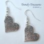 Peace Tilted Heart Flowers Earrings,Tibet silver charm, #TrendyTreasuresByRamona,