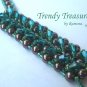 Emerald & Coffee Crystals,Glass Pearls Slave Bracelet,Original,Mel B,Heidi Klume