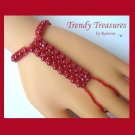 Bright Red Crystals,Glass Pearls Slave Bracelet,Original,Mel B,Heidi Klume