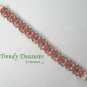 Red & Green Crystal Woven Bracelet,Fancy Bead Weaving,#TrendyTreasuresByRamona