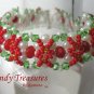 Red & Green Crystal Woven Bracelet,Fancy Bead Weaving,#TrendyTreasuresByRamona