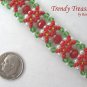 Red & Green Crystal Woven Bracelet,Fancy Bead Weaving,#TrendyTreasuresByRamona