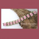 Pink & Green Crystal Woven Bracelet,Fancy Bead Weaving,#TrendyTreasuresByRamona