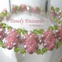 Pink & Green Crystal Woven Bracelet,Fancy Bead Weaving,#TrendyTreasuresByRamona