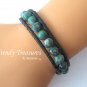 Forest Green Gemstone & Leatherette Wrap Bracelet, Pop Style, #TrendyTreasuresByRamona