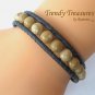 Light Brown Gemstone & Leatherette Wrap Bracelet, Pop Style, #TrendyTreasuresByRamona