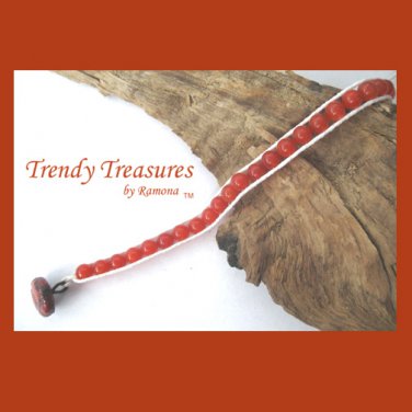 Orange Gemstone & White Hemp Wrap Bracelet, Pop Style, #TrendyTreasuresByRamona