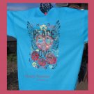 Peace Love Heart Design,Bling Rhinestone Embellished T-shirt,New,Turquoise,#TrendyTreasuresByRamona