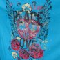 Peace Love Heart Design,Bling Rhinestone Embellished T-shirt,New,Turquoise,#TrendyTreasuresByRamona