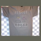 "Rescue Rocks", Kitty Faces, Original Design Bling Rhinestone Embellished T-shirt, New
