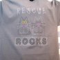 "Rescue Rocks", Kitty Faces, Original Design Bling Rhinestone Embellished T-shirt, New