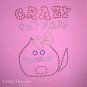"Crazy Cat Lady", Cat Face, Original Design Bling Rhinestone Embellished T-shirt, New