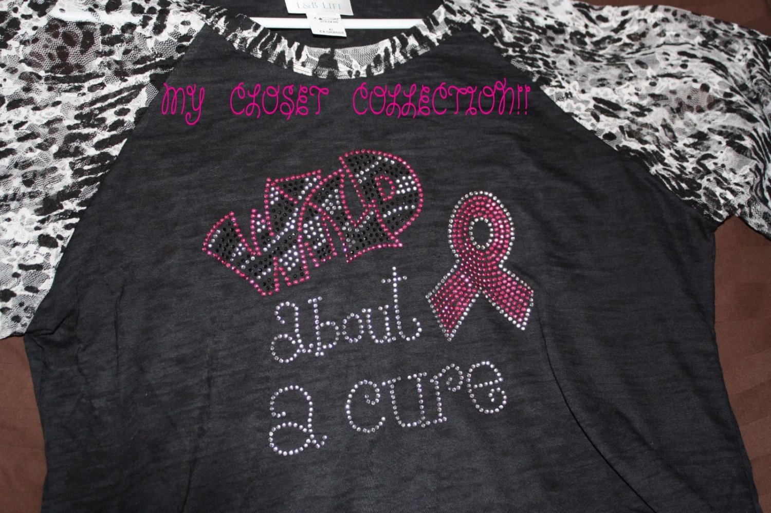 Bling Rhinestone Embellished T-shirt,New,Wild About a Cure Design ...
