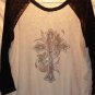 Ecru and Black Burn-Out with Cross and Ribbon "Faith" Flowers, Unique Design
