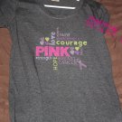 Bling Rhinestone Embellished T-shirt, "Hope Strength Love Fight Courage Ribbon", Breast Cancer