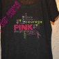 Bling Rhinestone Embellished T-shirt, "Hope Strength Love Fight Courage Ribbon", Breast Cancer