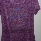 Purple Burn-Out T-shirt, Blinged-out Sugar Skull, Day of the Dead, Exclusive Design