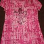 Pink Burn-Out T-shirt, Blinged-out, Fleur de Lis, Exclusive Design