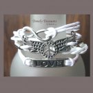 White Infinity Bracelet,Peace Sign, Wings, Love, Silver, #TrendyTreasuresByRamona