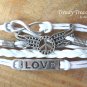 White Infinity Bracelet,Peace Sign, Wings, Love, Silver, #TrendyTreasuresByRamona
