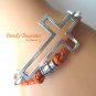Orange,White & Silver Infinity Bracelet, Sideways Cross Charm, #TrendyTreasuresByRamona