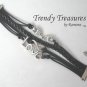 Black & Silver Infinity Bracelet,Love Charm,Owls Charms,#TrendyTreasuresByRamona