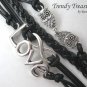 Black & Silver Infinity Bracelet,Love Charm,Owls Charms,#TrendyTreasuresByRamona