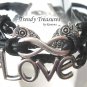 Black & Silver Infinity Bracelet,Love Charm,Owls Charms,#TrendyTreasuresByRamona
