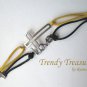 Yellow,Black, & Silver Infinity Bracelet, Sideways Cross Charm, #TrendyTreasuresByRamona