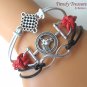 Red,Black,White & Silver Infinity Bracelet,Horse Charm, #TrendyTreasuresByRamona