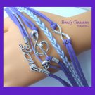 Purple Infinity Bracelet,LOVE word, Music Note with Skull, Silver, #TrendyTreasuresByRamona