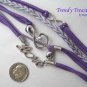 Purple Infinity Bracelet,LOVE word, Music Note with Skull, Silver, #TrendyTreasuresByRamona